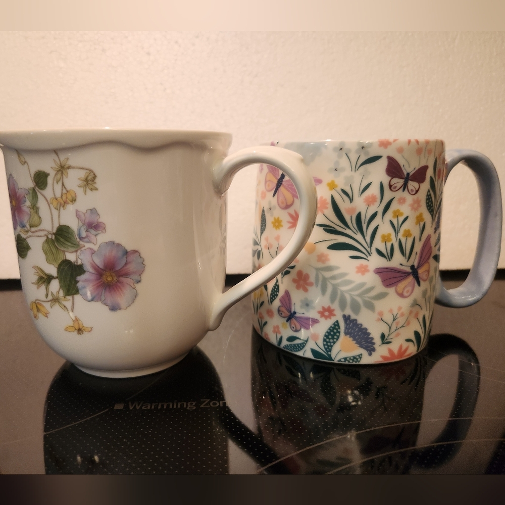 NORITAKE & 10SS Floral and Butterfly Mug Set